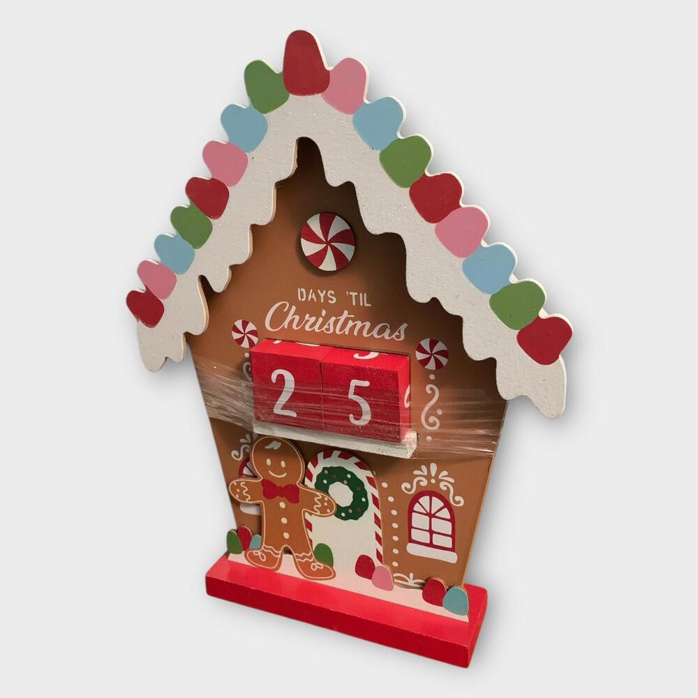 Christmas Gingerbread House Pastel Shelf Count Down Till Christmas Sign Holiday - Picture 2 of 4